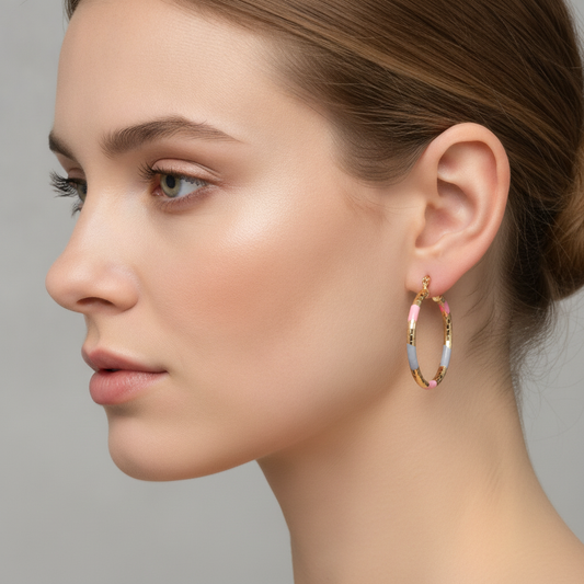 Delphine – Vintage Gold Earrings with Colors