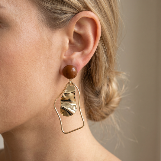 Rhia – Stud Earrings with Hanging Asymmetrical Pendants