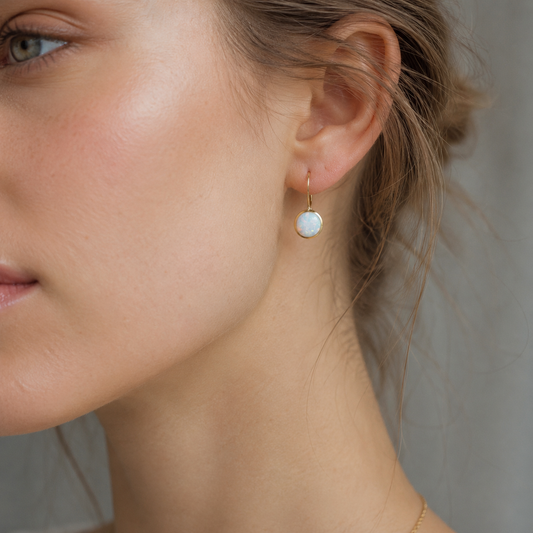 Mireya – Vintage Golden Earrings with Opal Stone