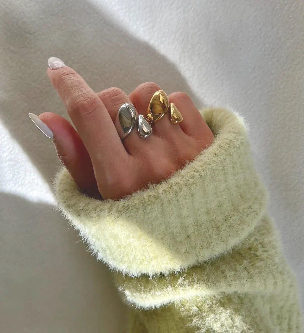 Women's Adjustable Open Ring with Organically Curved Design