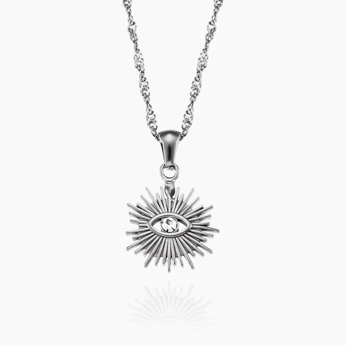Women's Pendant Necklace with Eye Motif and Sunray Design