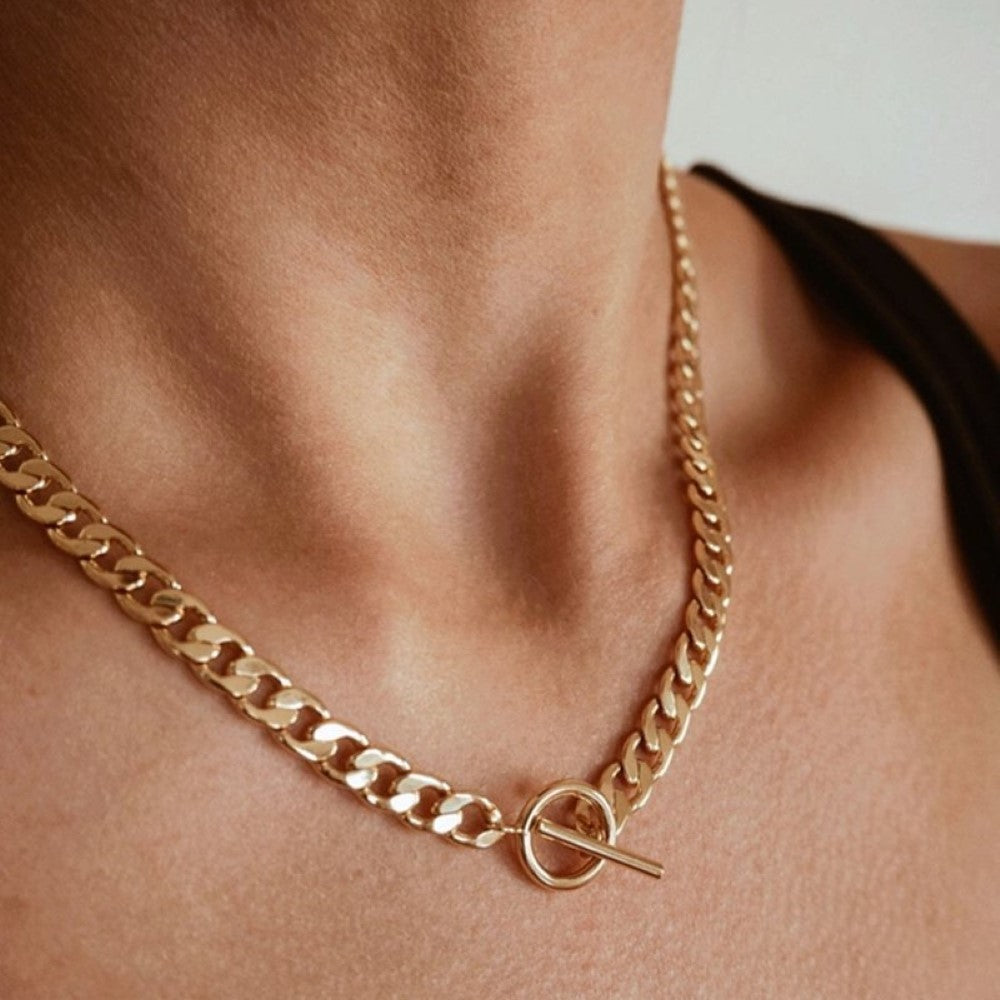 Double Chain - Cuban and Pearl Necklace