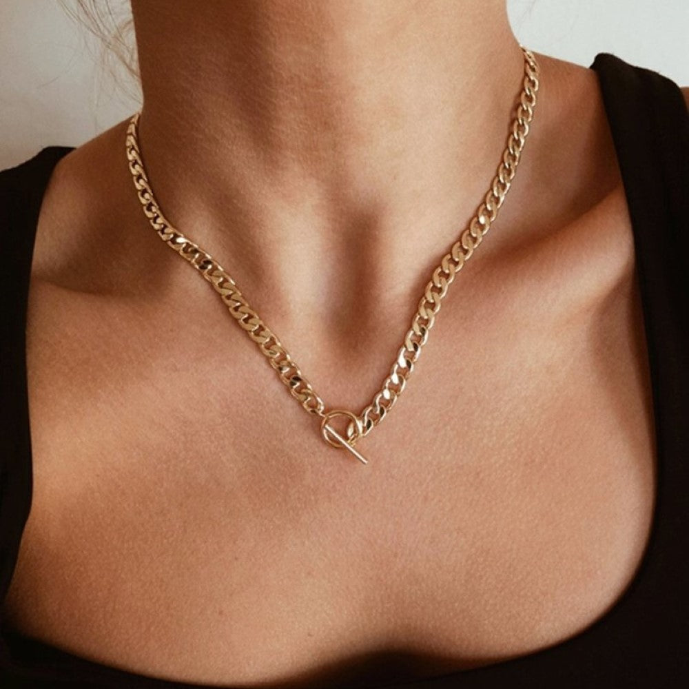 Double Chain - Cuban and Pearl Necklace