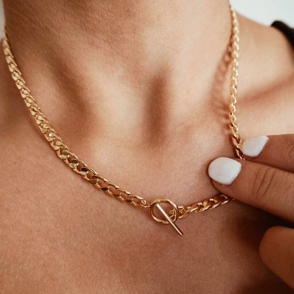 Double Chain - Cuban and Pearl Necklace