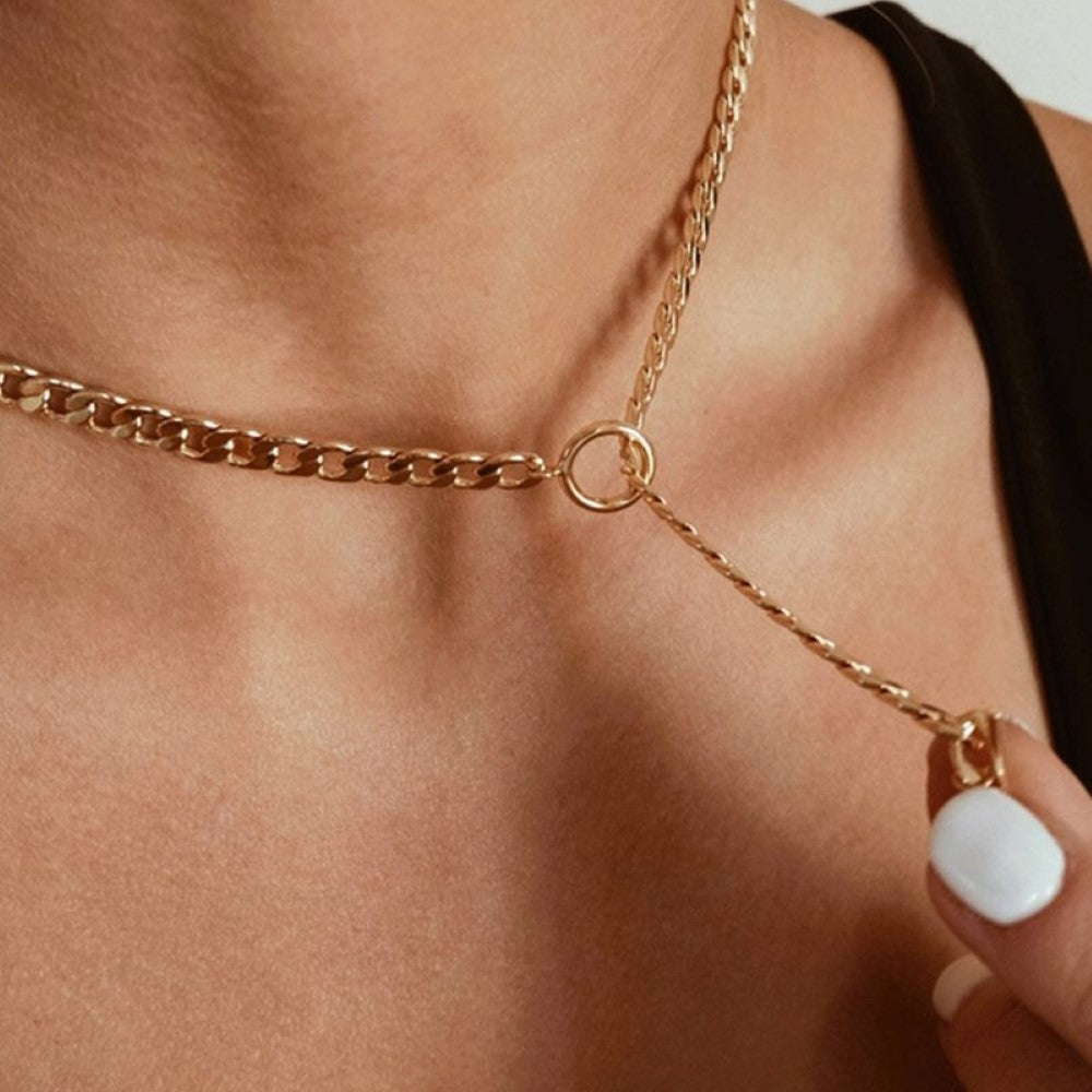 Double Chain - Cuban and Pearl Necklace