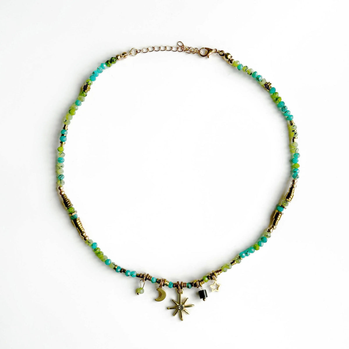 Women’s Pearl Choker with Sky Designs and Multiple Charm Pendants