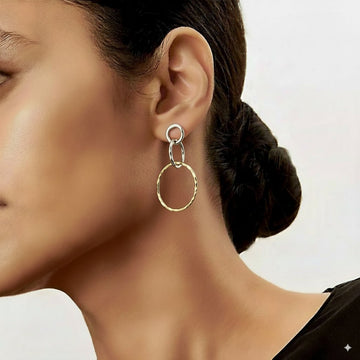 Women’s Drop Earrings with Multiple Open Rings and Irregular Round Shape