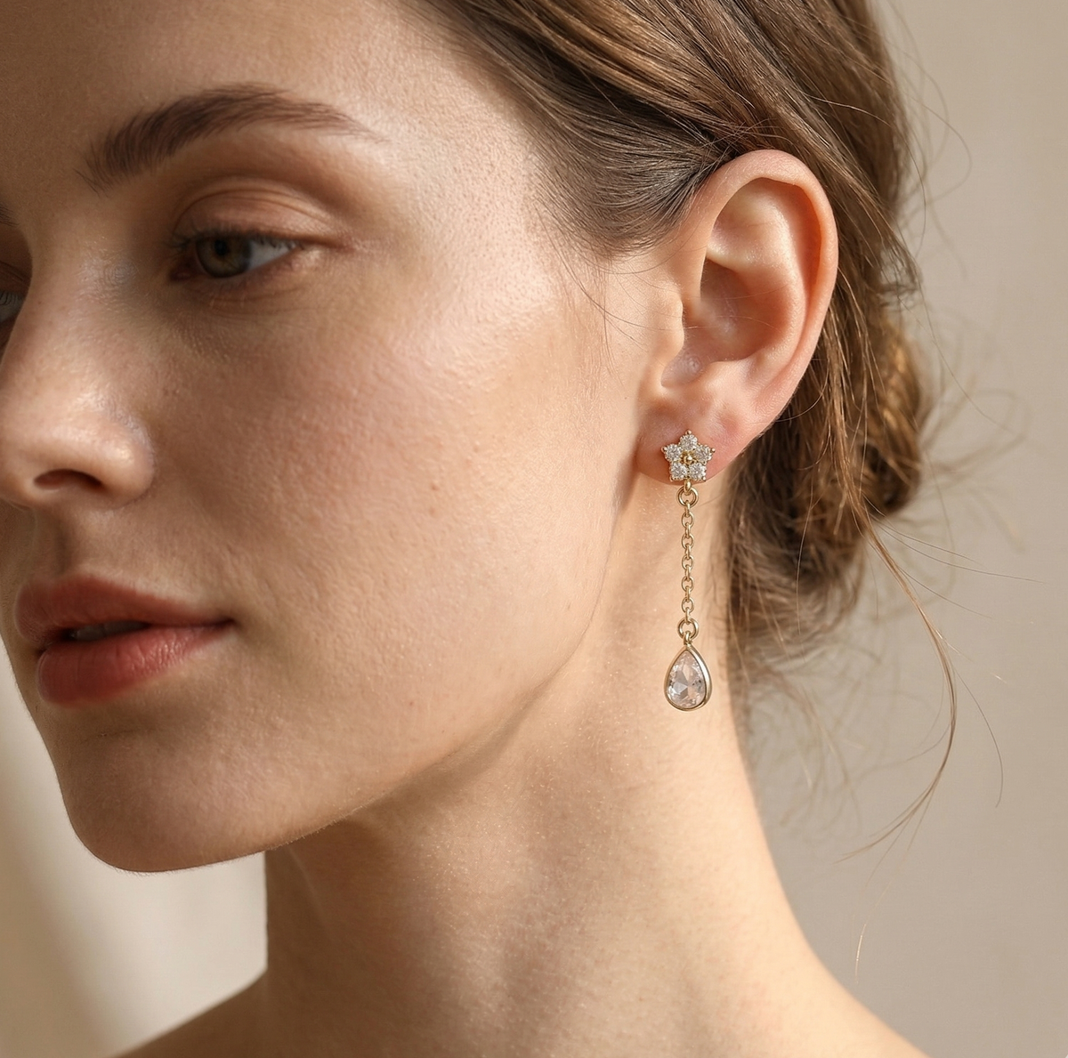 Floral Teardrop Drop Earrings