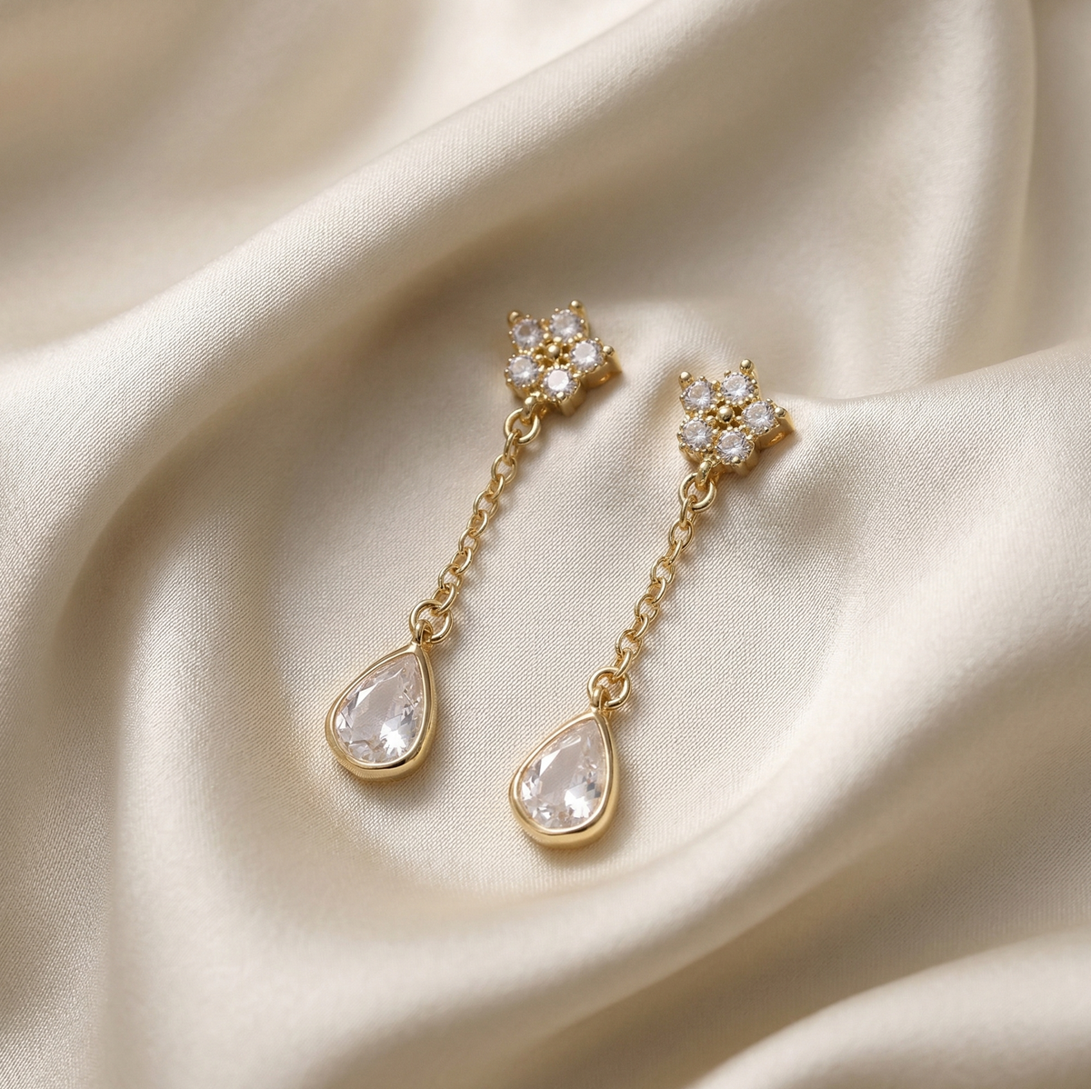 Floral Teardrop Drop Earrings