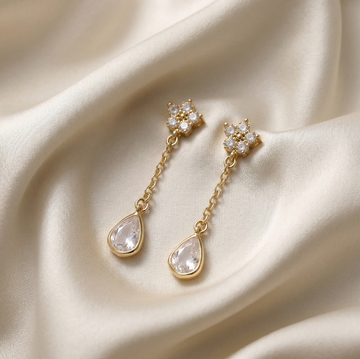 Floral Teardrop Drop Earrings