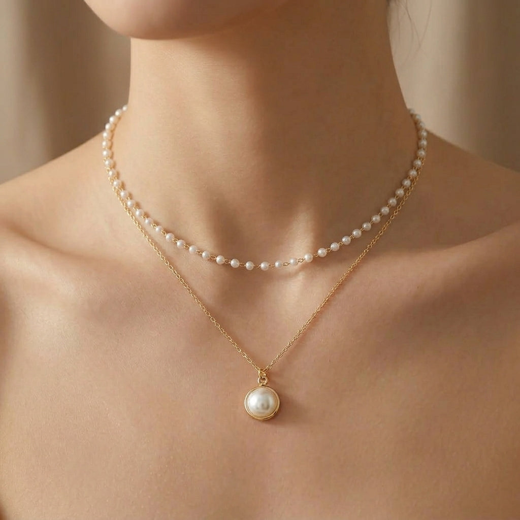 Women's Pearl Necklace with Classic Single Strand Design