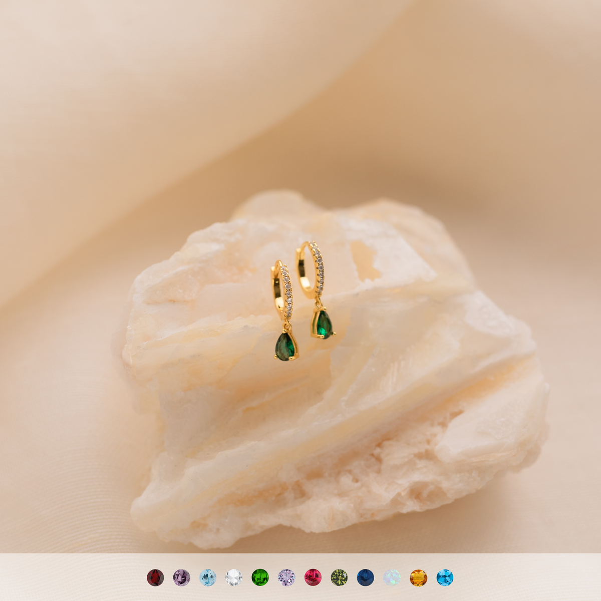 Decorative Drop Huggies - Sparkling Earrings