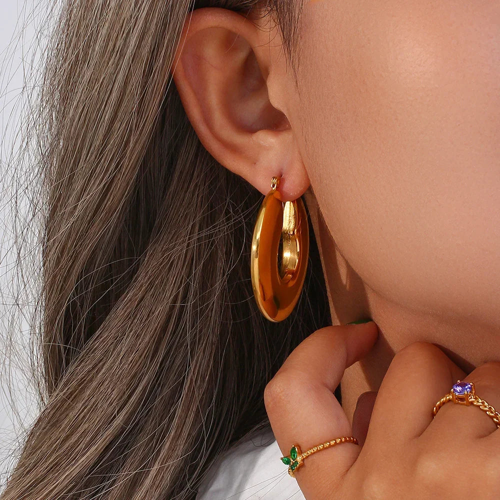 Women's Statement Hoops with Wide Round Chunky Design