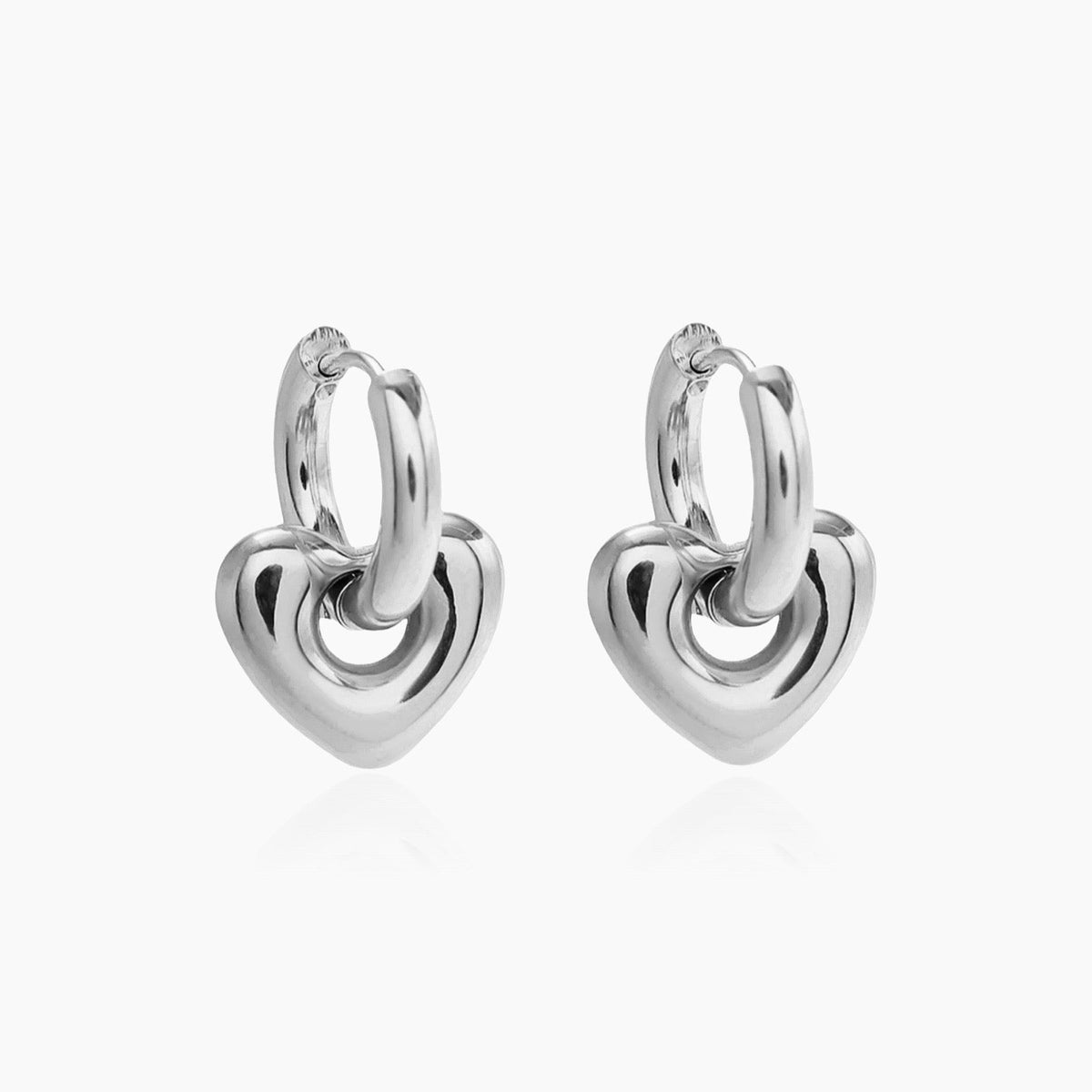 Women’s Huggie Earrings with Removable Heart Charms and Convertible Design