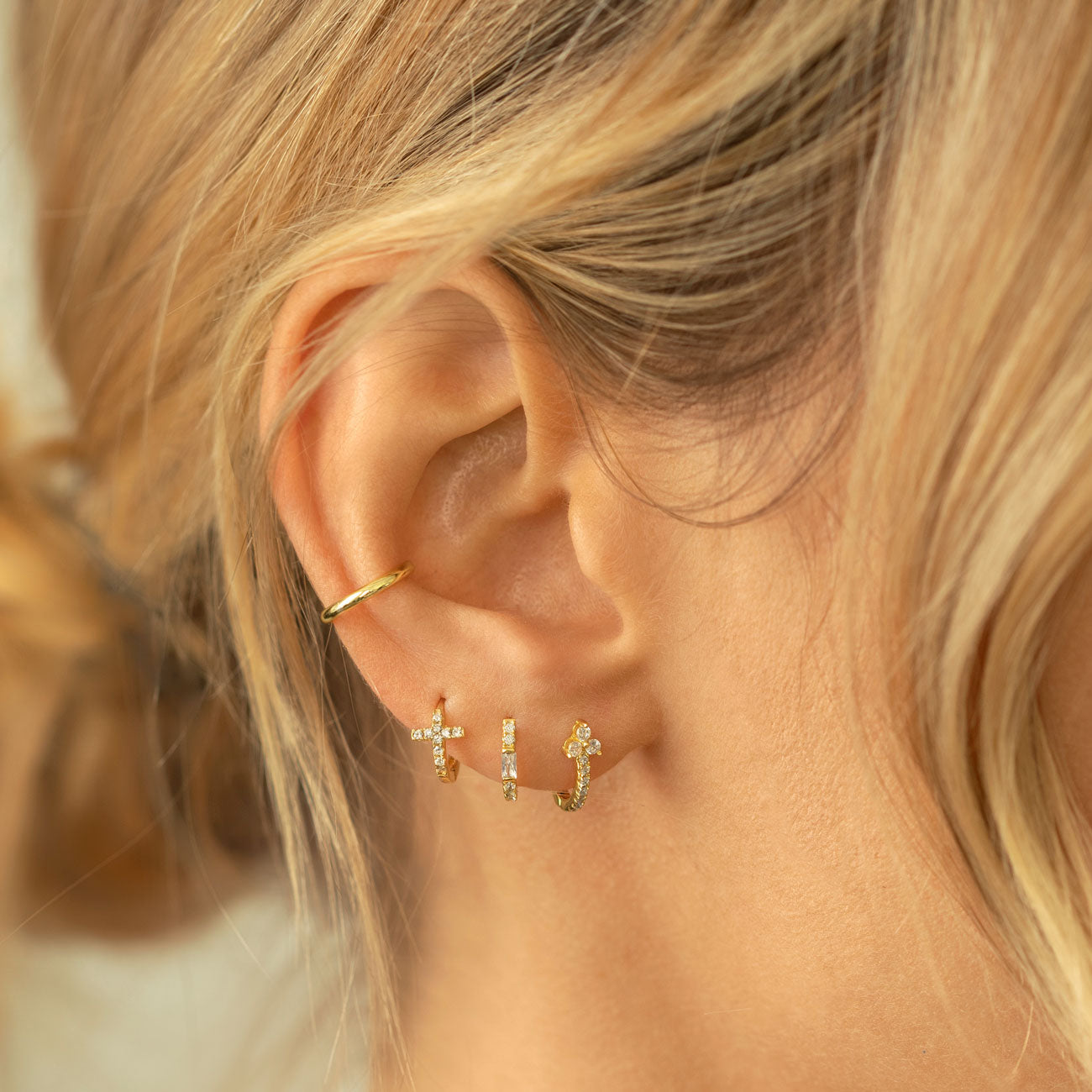 Baguette Earrings with White Crystals