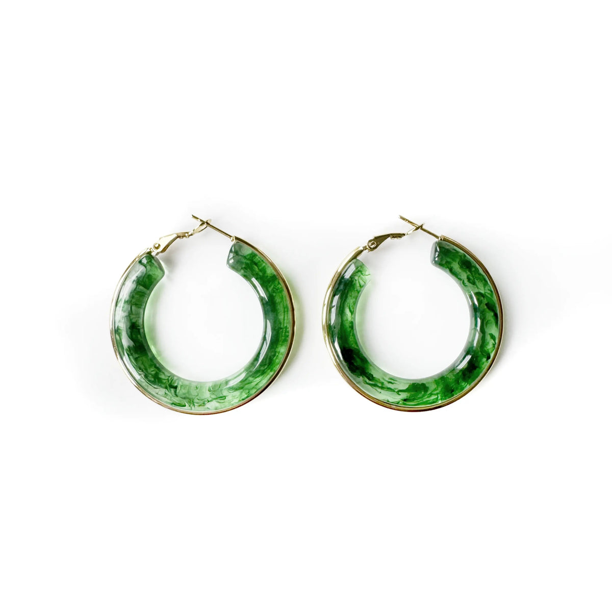 Women’s Hoops in Wide Ring Shape with Marble Acrylic Design