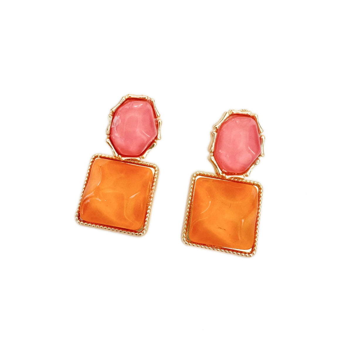 Women’s Statement Drop Earrings with Oval Top and Rectangular Pendant