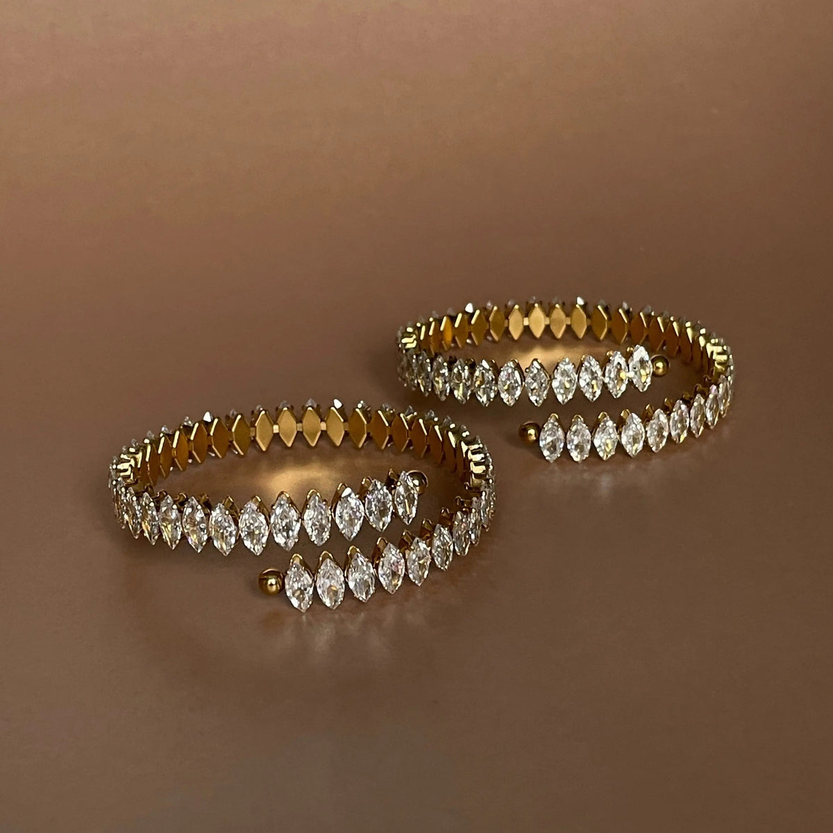 Women's Bracelet with Adjustable Design and Continuous Marquis Stone Row