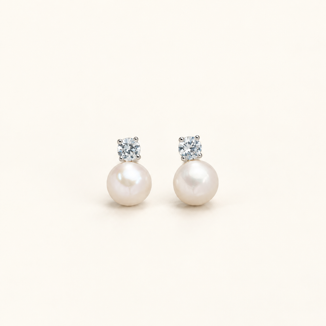 Pearl Stud Earrings - Finely Designed CZ Earrings
