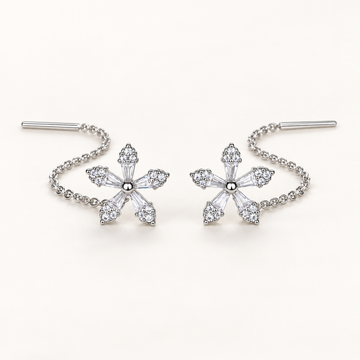 Ladies Thread Earrings with Floral Motif