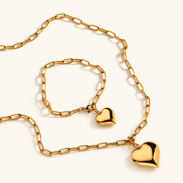 Babette – Paperclip Necklace with Heart Charms