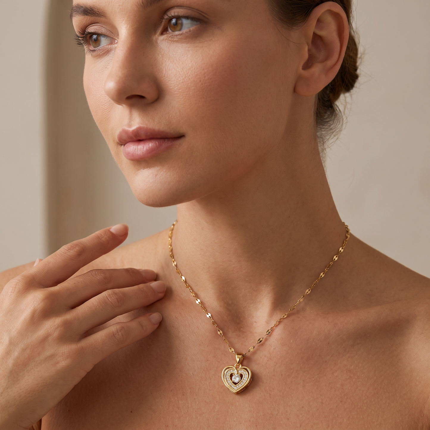 Love Heart Pendant - Double Layer Necklace