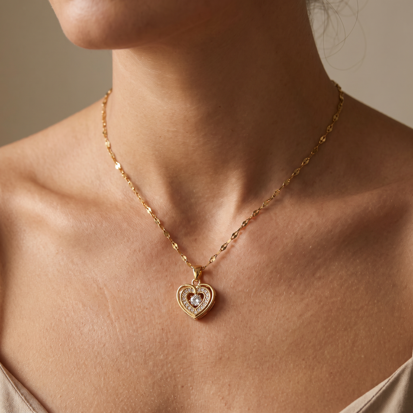 Love Heart Pendant - Double Layer Necklace
