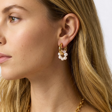 Women’s Hoops with Pearl Cluster and Flower Inspired Pendant Detail