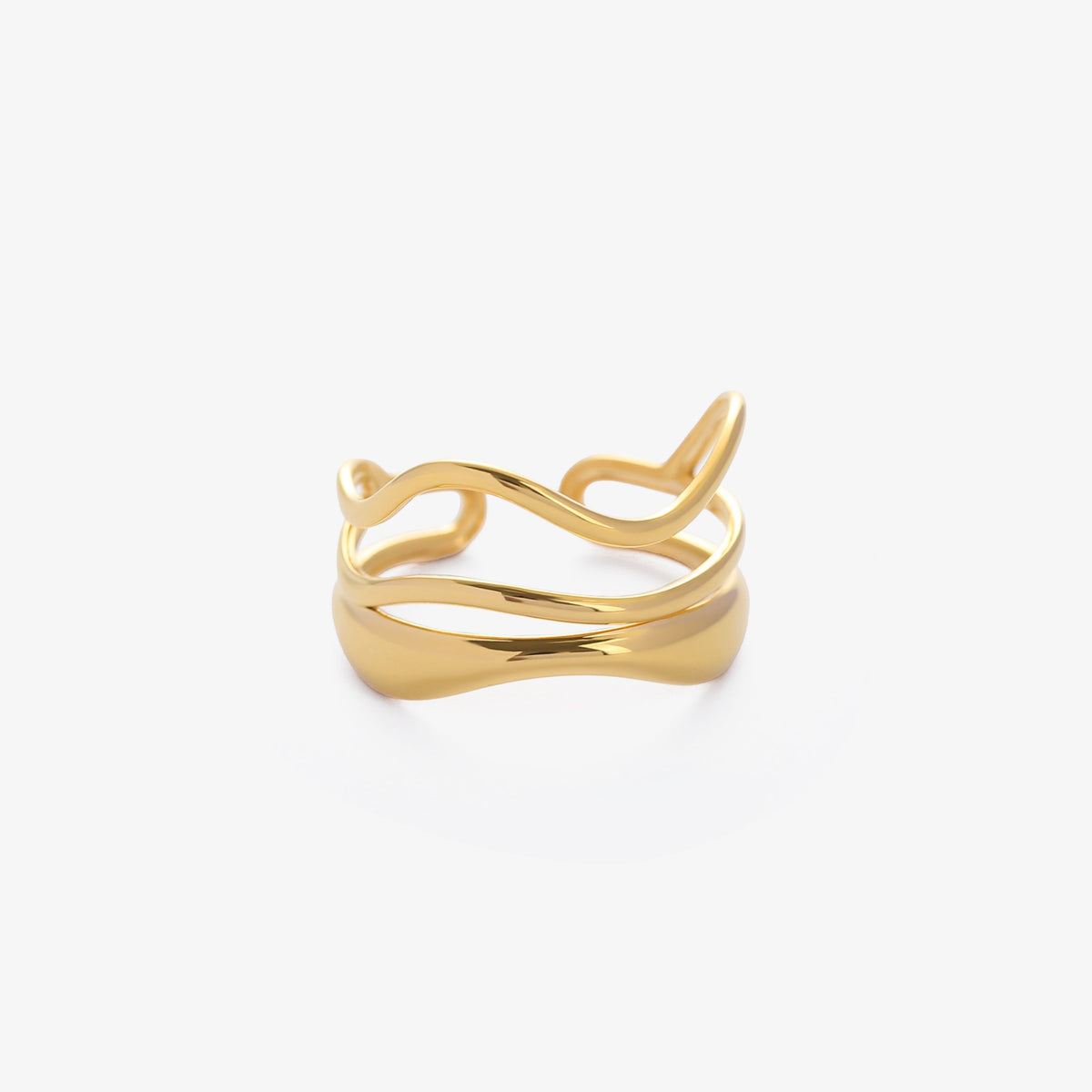Women’s Adjustable Open Ring with Multi-Row Wave Design