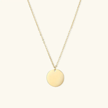 Women's Pendant Necklace with Round Plate and Fine Chain