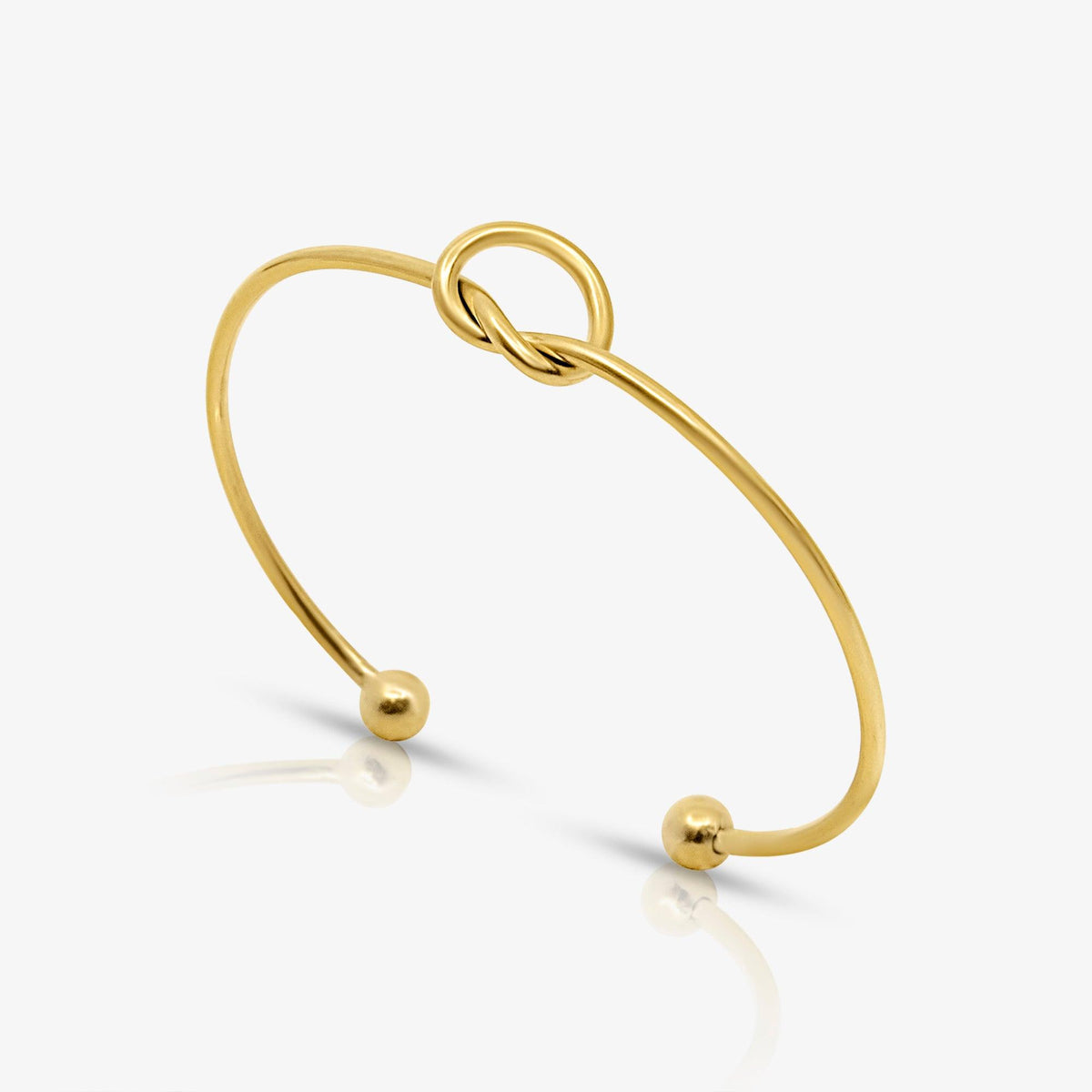 Women’s Open Bracelet with Knot Design and Ball Ends