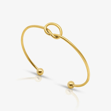 Women’s Open Bracelet with Knot Design and Ball Ends