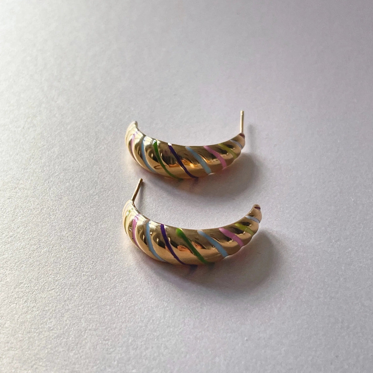 Women’s Half Hoops with Twisted Stripe Design and Color Accents