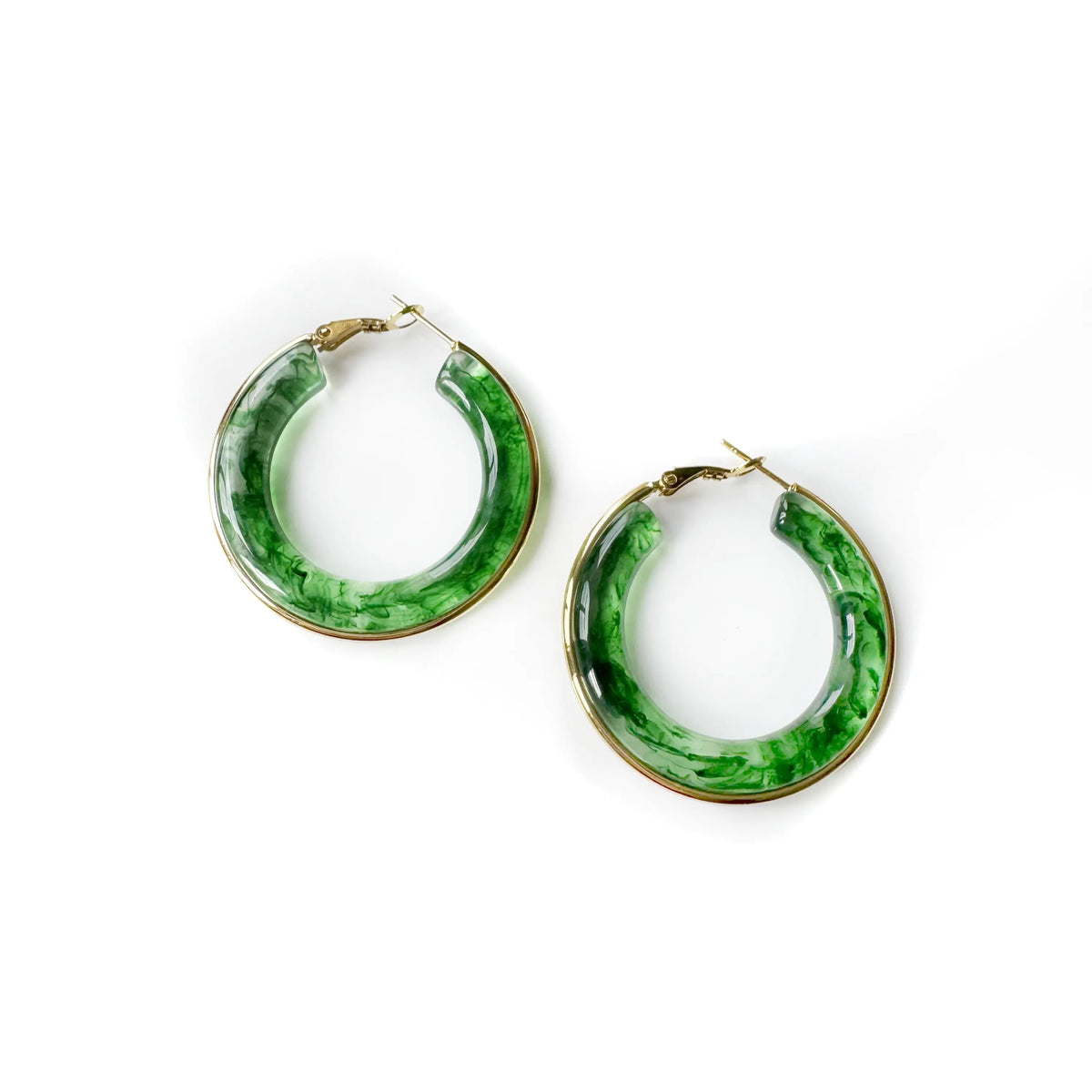 Women’s Hoops in Wide Ring Shape with Marble Acrylic Design