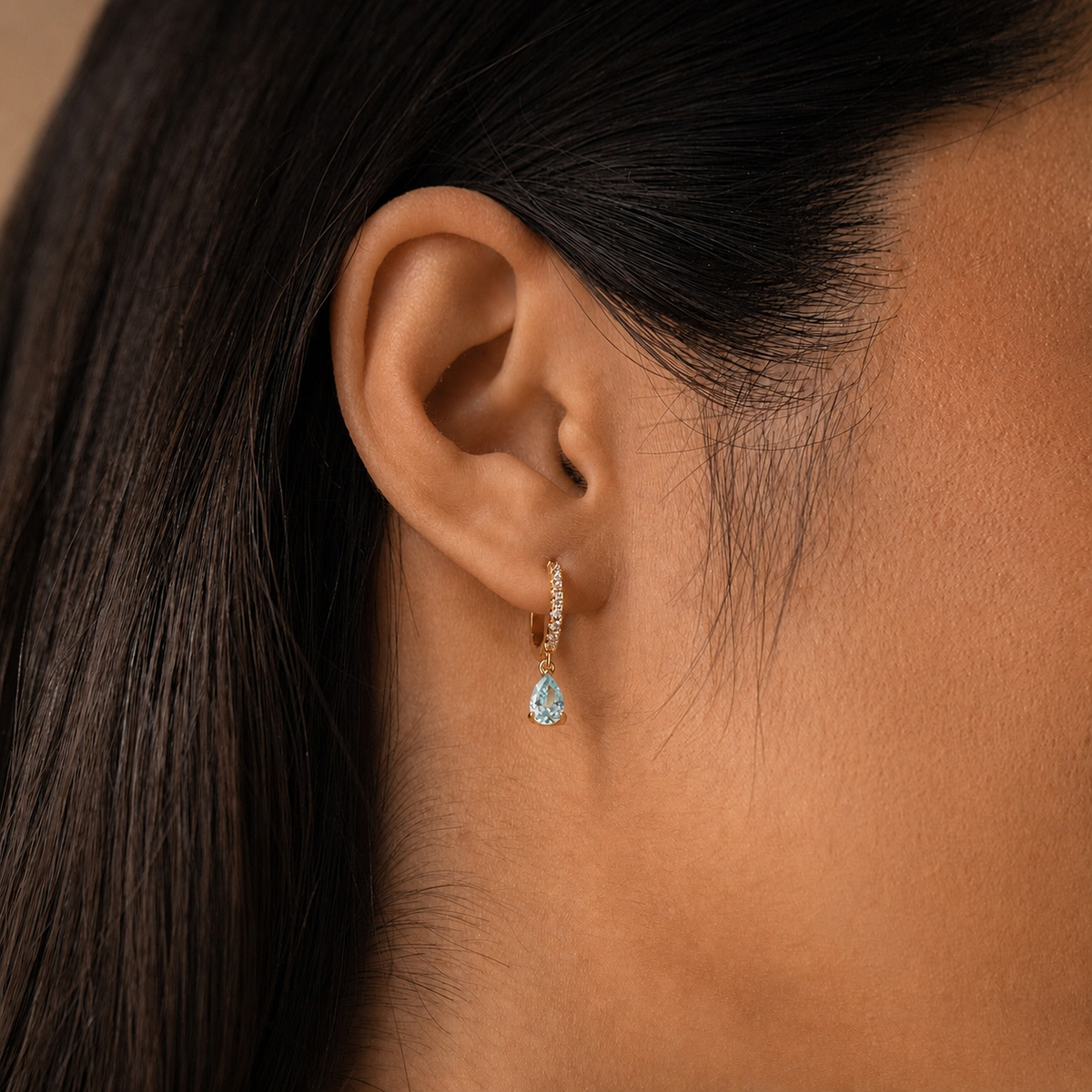 Decorative Drop Huggies - Sparkling Earrings