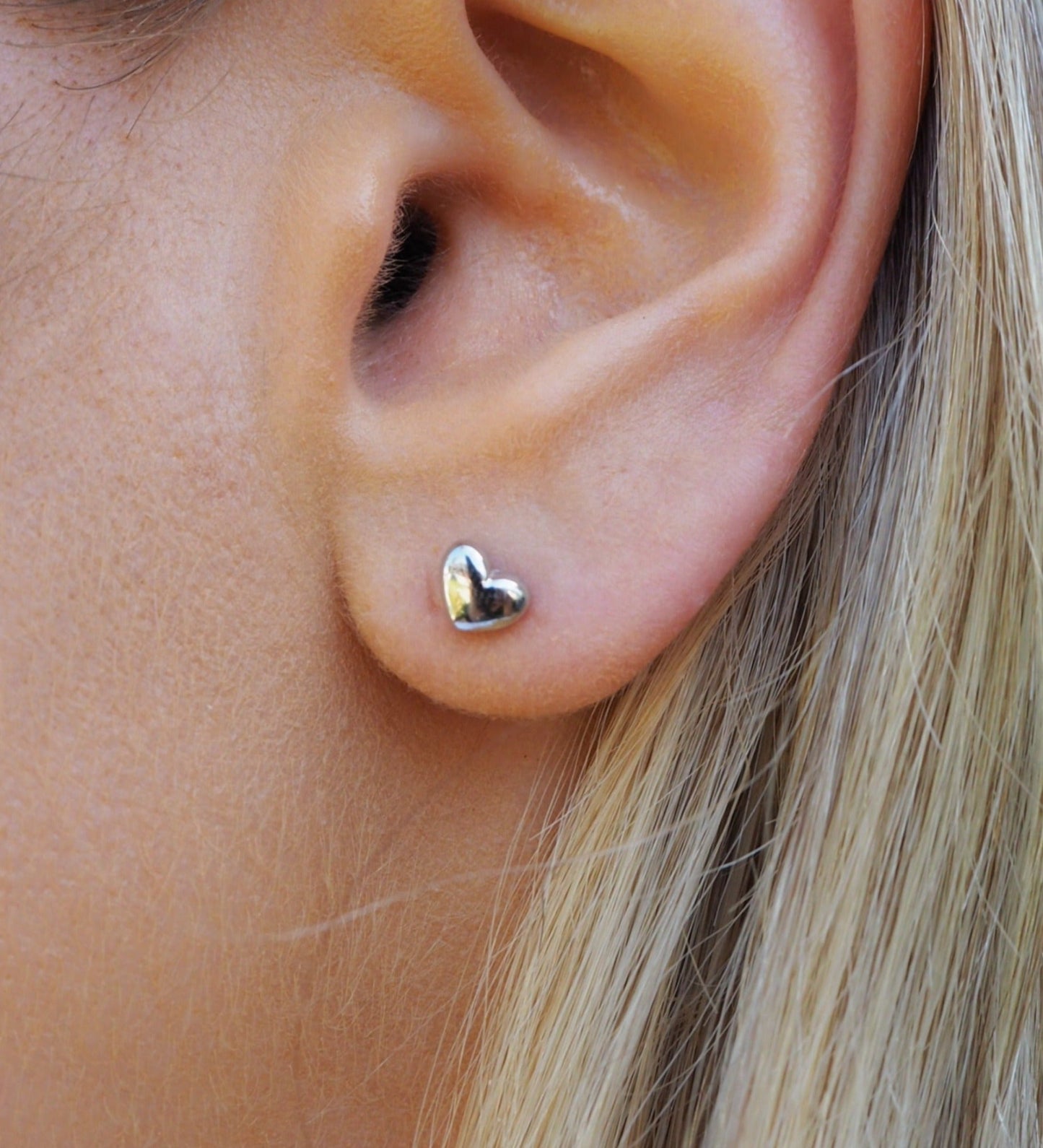 Mini Heart Stud Earrings made of Silver