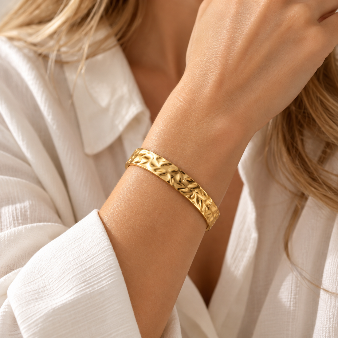 Women’s Open Bracelet with Organic Cutout Pattern