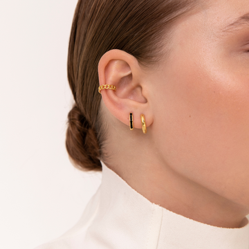 Women’s Hoop Earrings with Baguette-Shaped Stone Accents and Slim Design