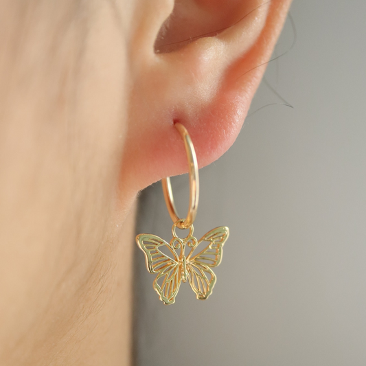 Earrings with Butterfly Motif - Hollow Design