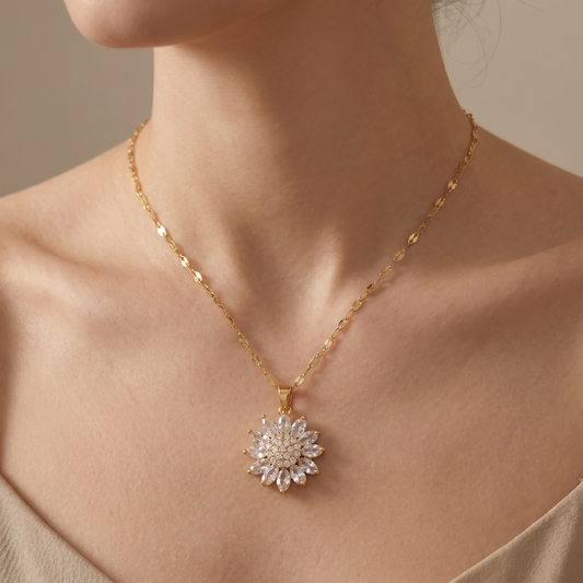 Anaya – Zigzag radiant sunflower necklace