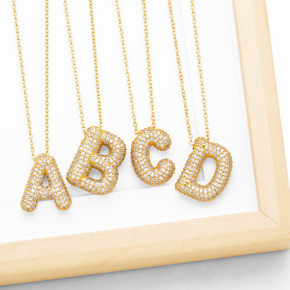 Sparkling Bubble Necklace - Inlaid Zirconia Letter