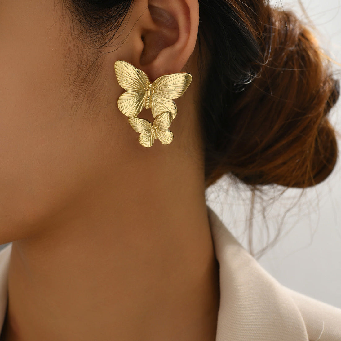 Mariah - Gold Earrings with Butterfly Design