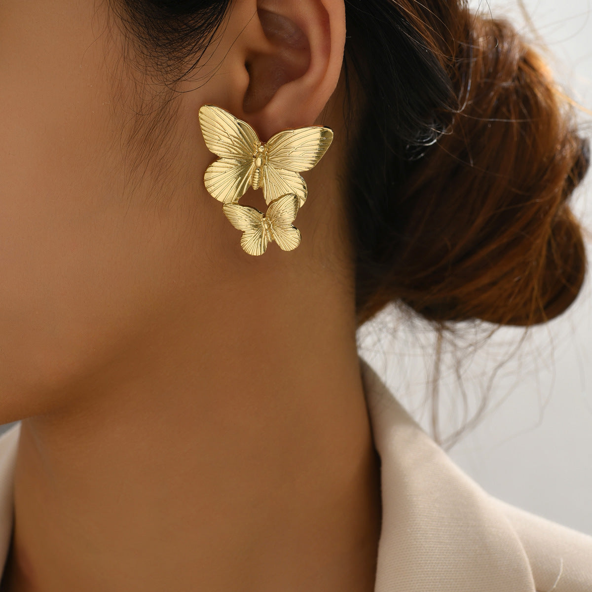 Mariah - Gold Earrings with Butterfly Design