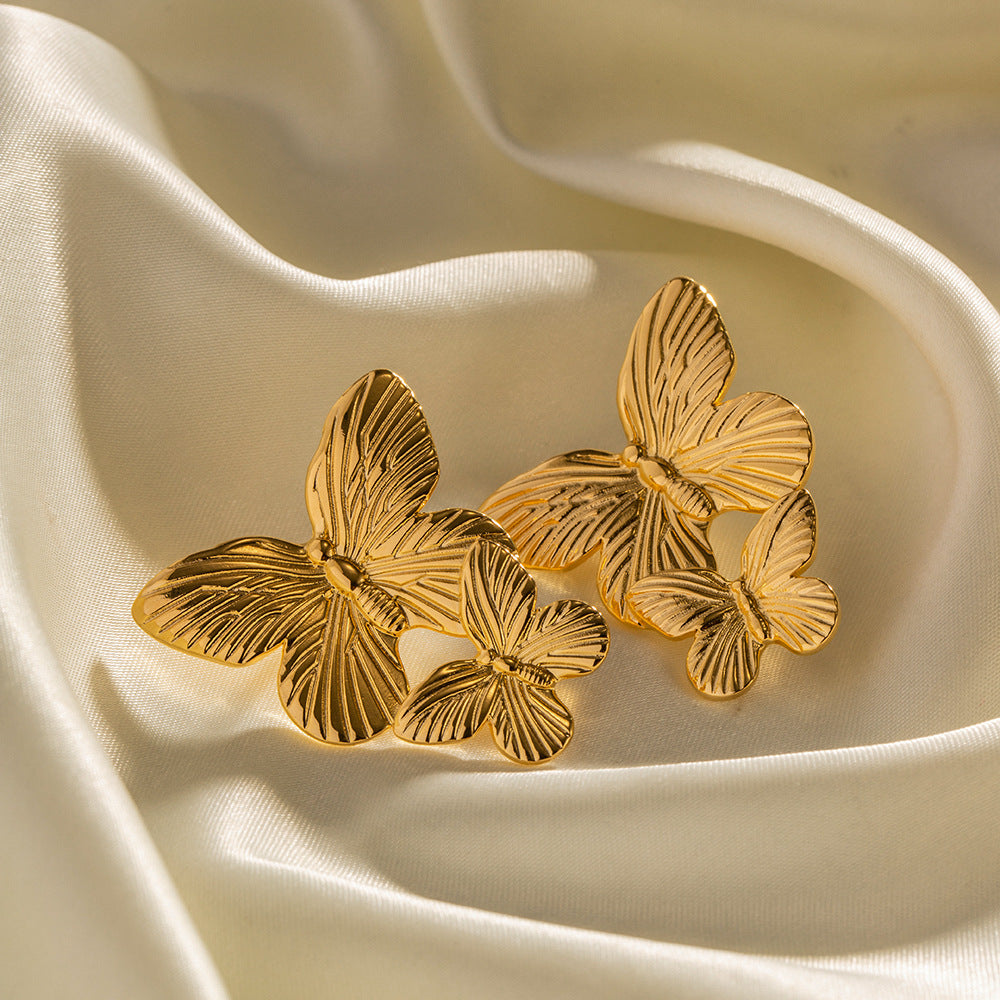 Mariah - Gold Earrings with Butterfly Design