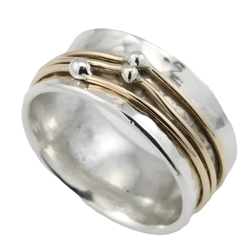Radiant Elegance – Vintage Gold and Silver Ring with Shiny Surface