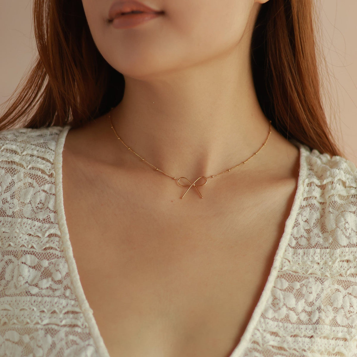 Women's Bow Necklace with Delicate Pendant and Extension Chain