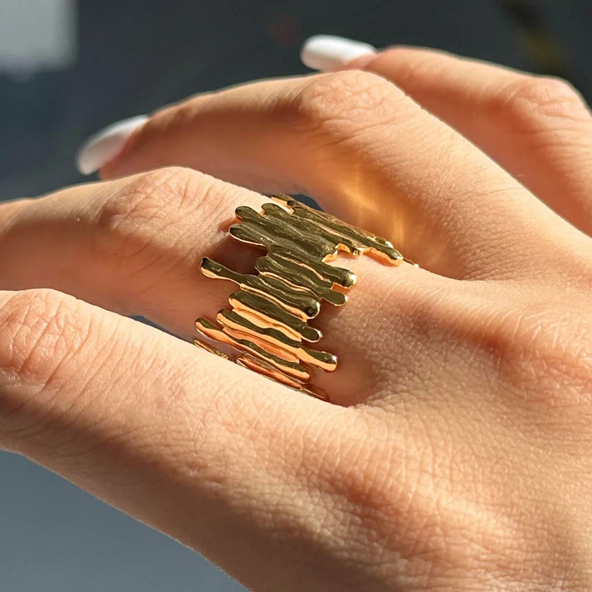 Women's Adjustable Statement Ring with Organic Structure