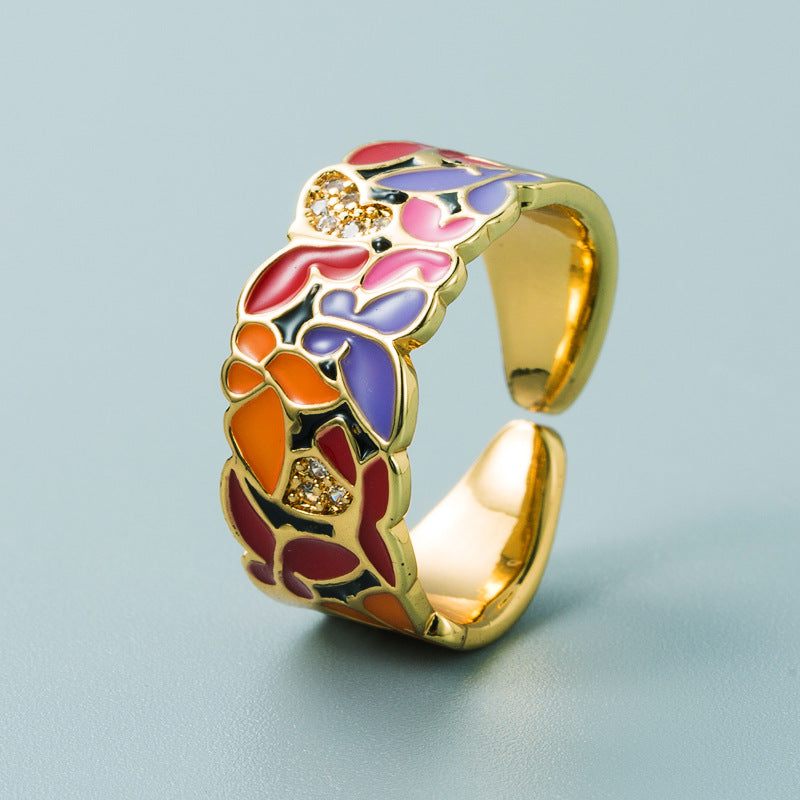 Kamille – Ring Camille Large Blue Leaf Pattern