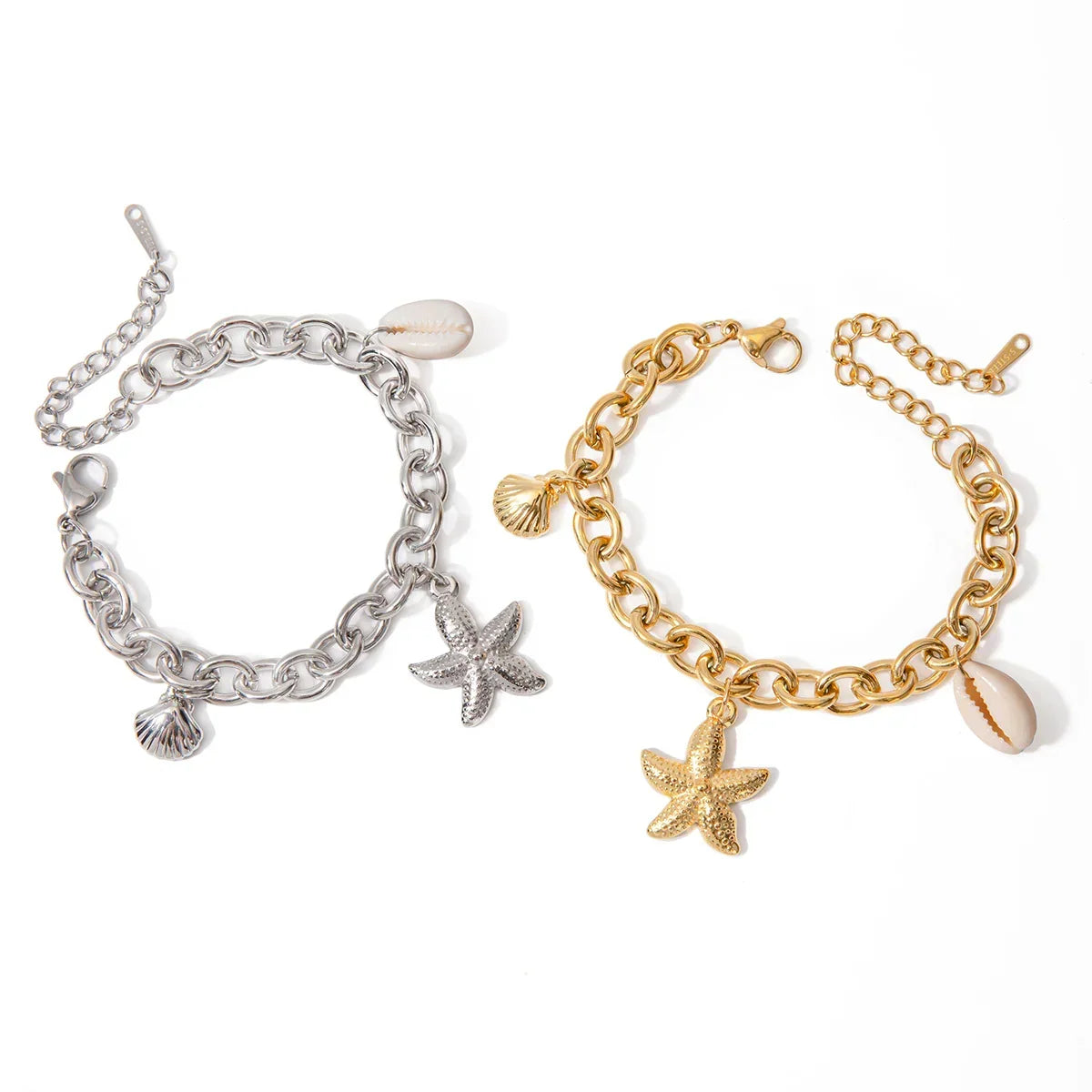 Women's Charm Bracelet with Starfish, Shell and Snail Charms