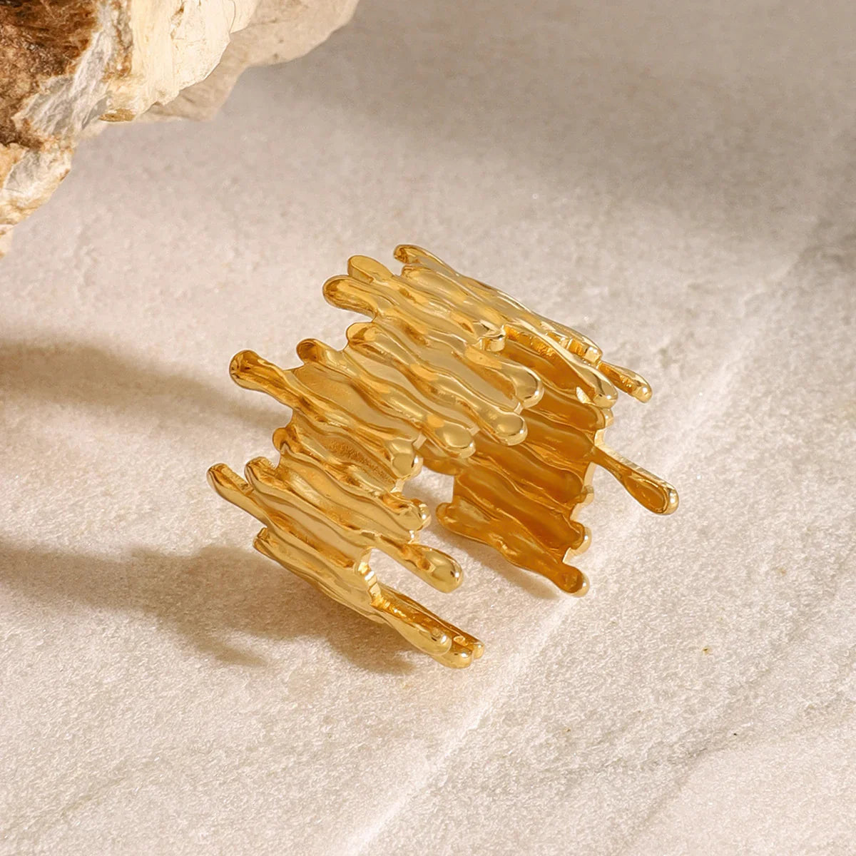 Women's Adjustable Statement Ring with Organic Structure